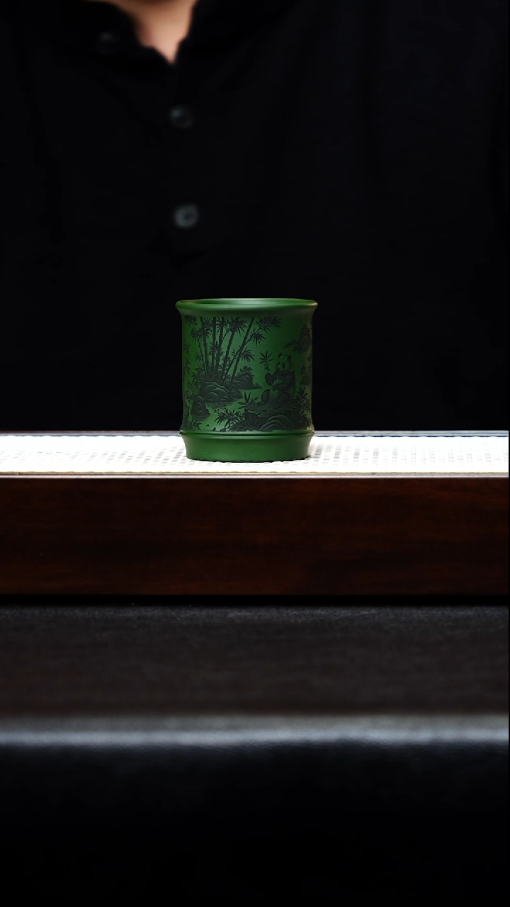 茶壶紫砂宜兴紫砂 主人杯 熊猫竹节 任家娟 h214