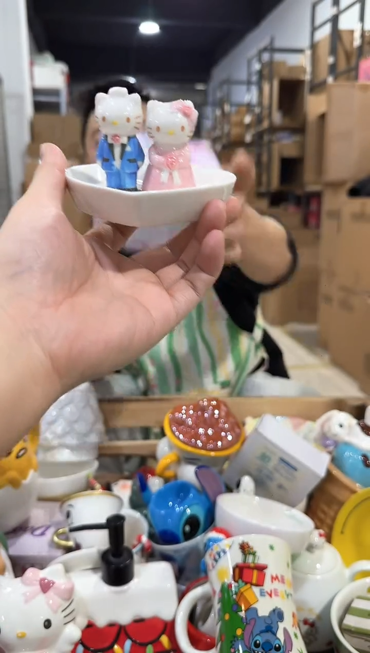 瓷片原盒kt猫结婚首饰盘