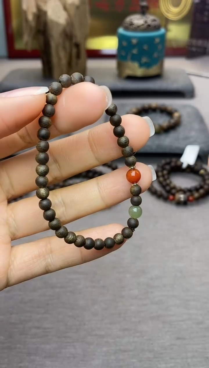 【闪购商品】沉香手串芽庄白棋楠04单圈＋配饰