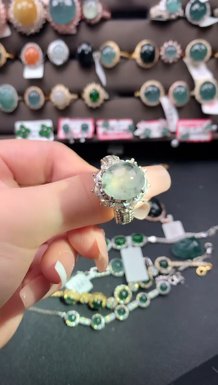 【闪购商品】翡翠戒指银S925镶嵌52141