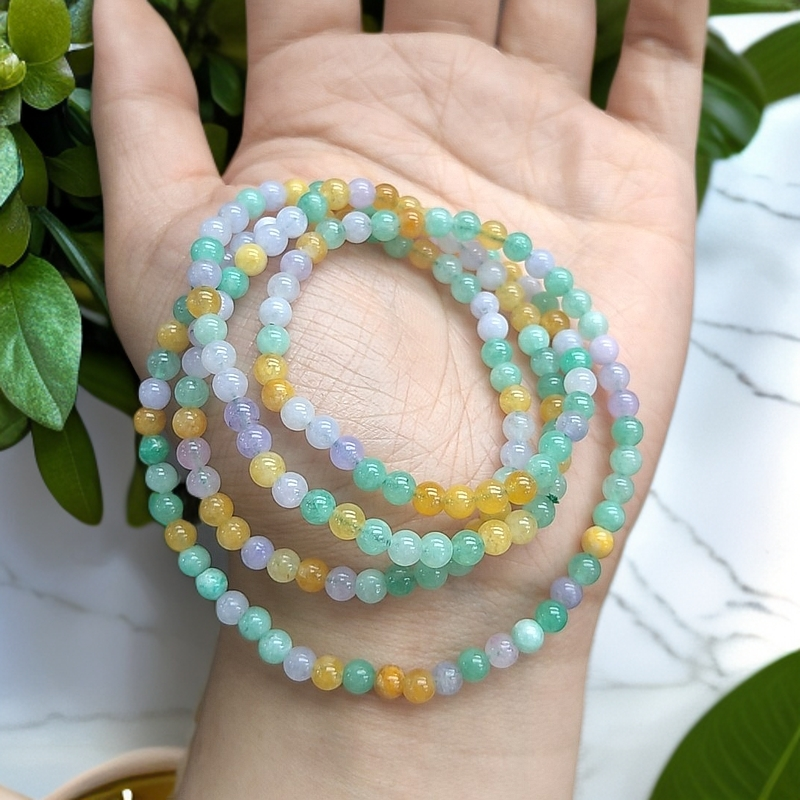 三色福禄寿卡4毫米小米珠三圈手串