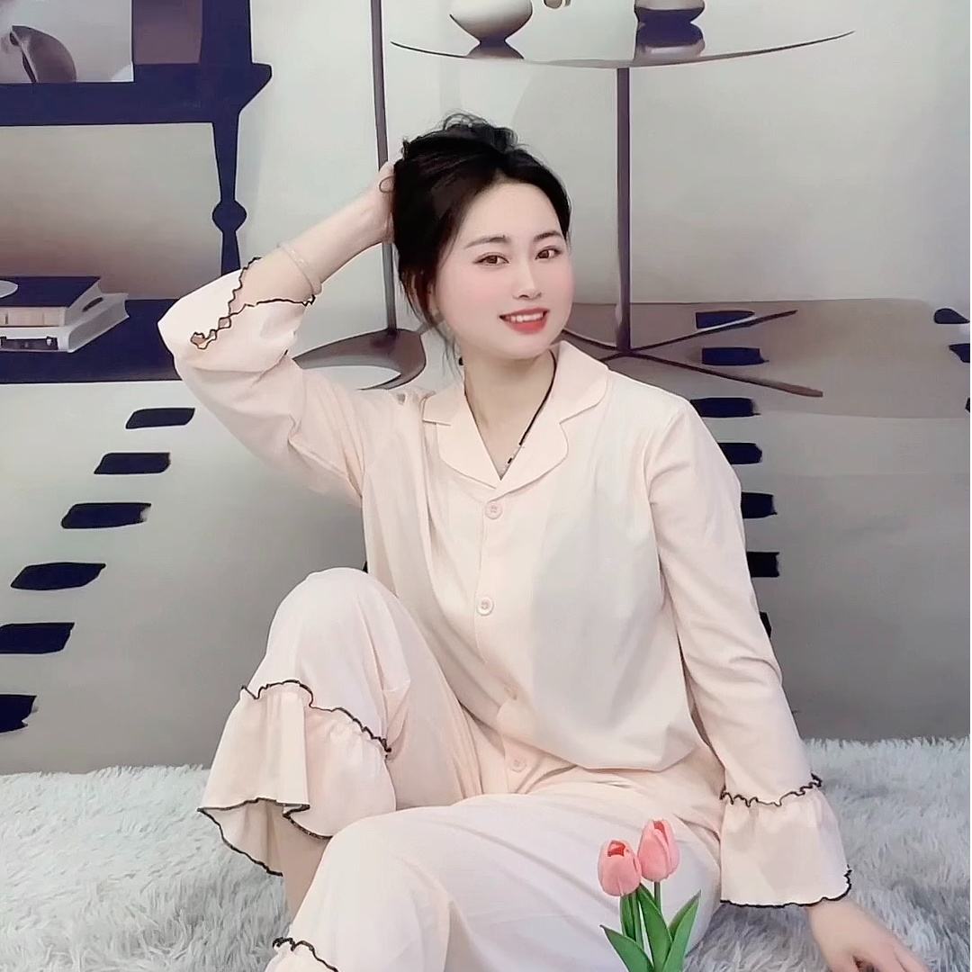 2025春秋季长袖睡衣休闲时尚网红舒适宽松透气家居服可家居可外穿