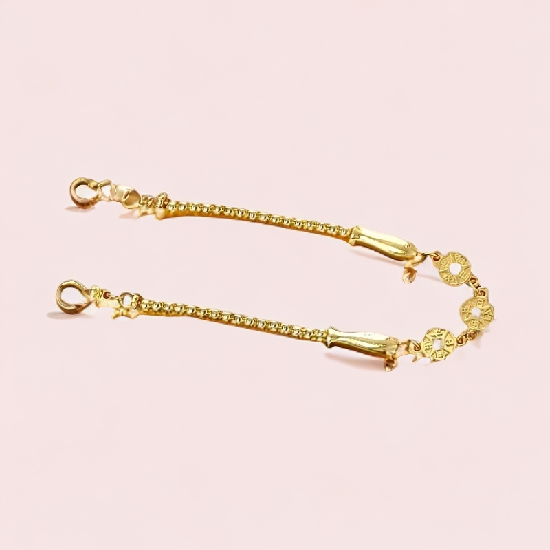 足金手链精美国潮风百搭女款足金双鱼手链【门店专供】+【证书+礼盒】