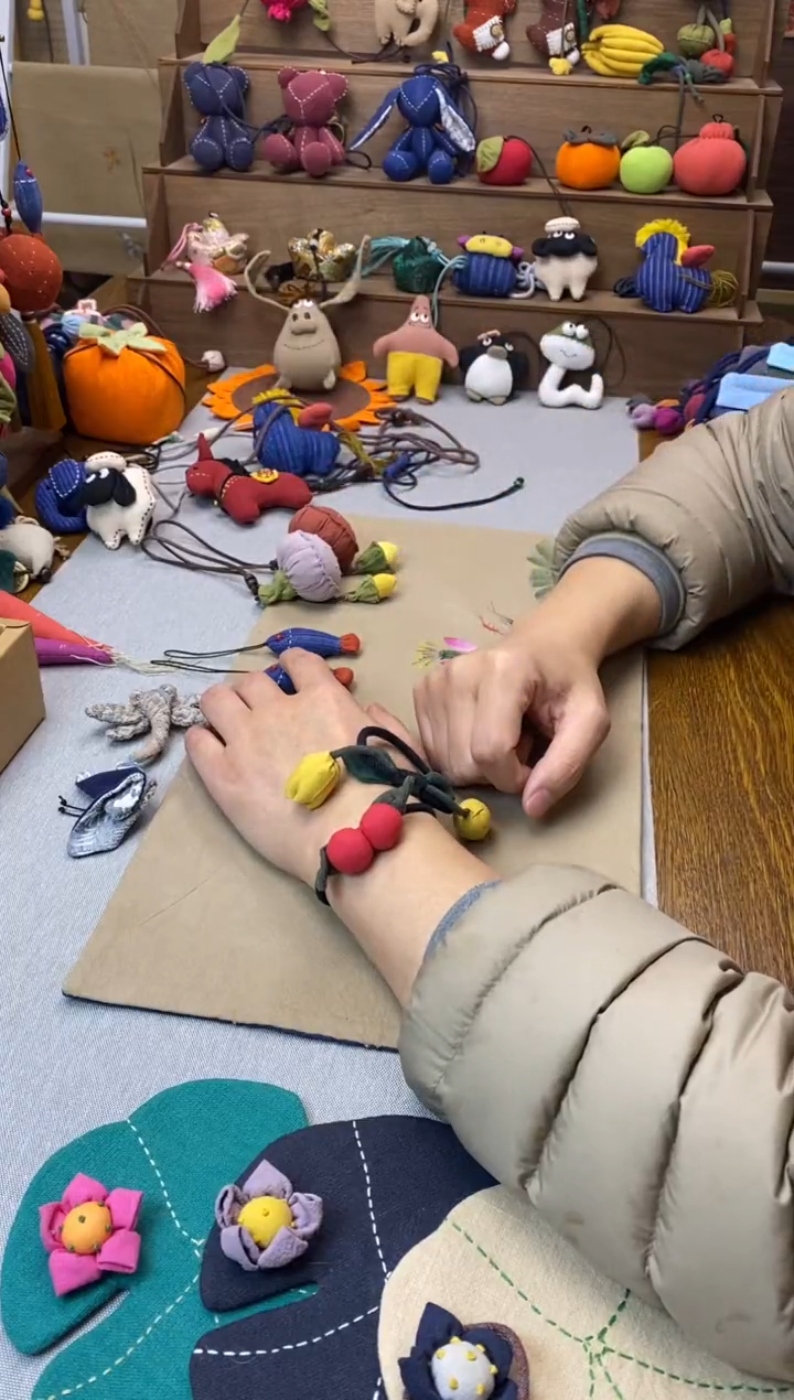 布艺头绳（樱桃+黄郁金香）