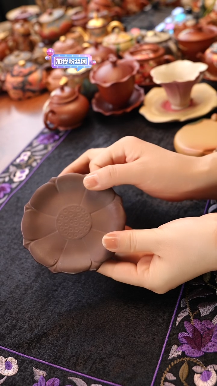 茶壶紫砂古红泥莲花杯垫