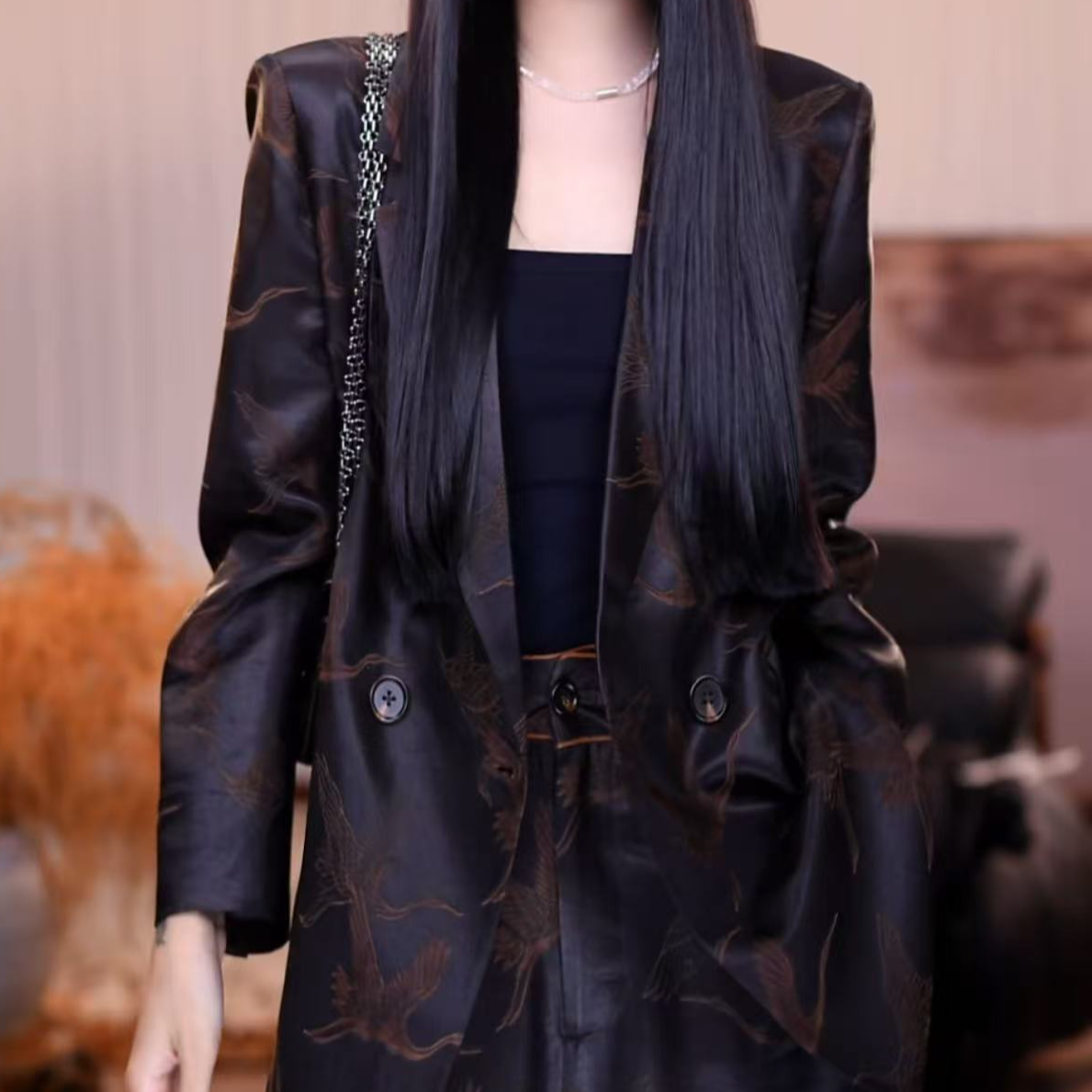 『月洛』桑蚕丝新中式休闲显瘦百搭气质上衣外套