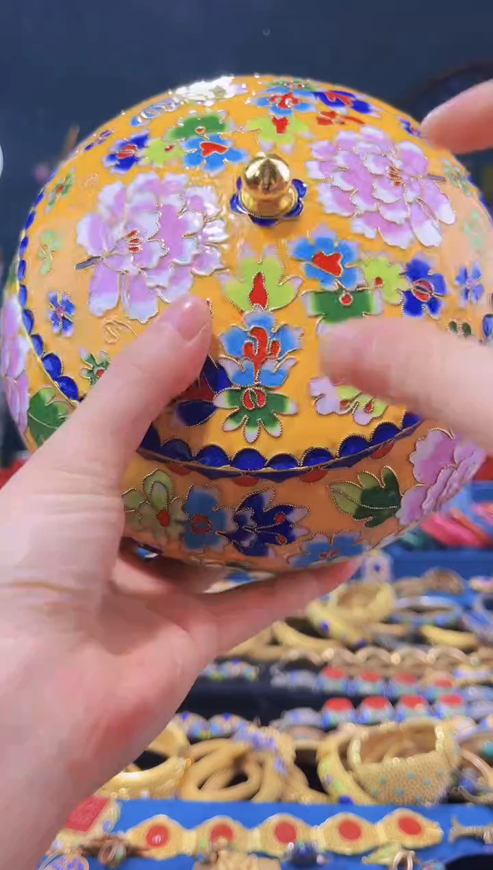 【闪购商品】非遗绝技 景泰蓝捧盒 黄 大号