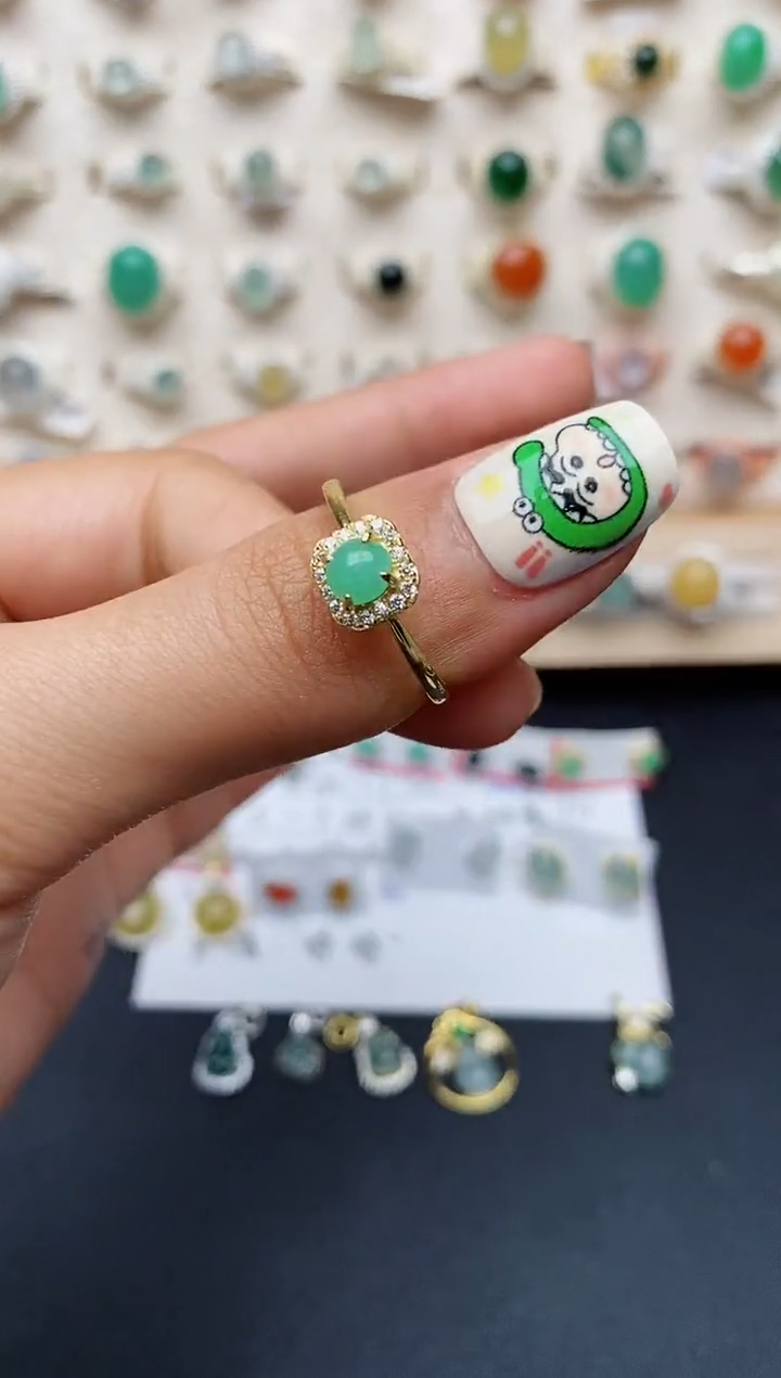 【闪购商品】翡翠戒指银S925镶嵌缅甸翡翠