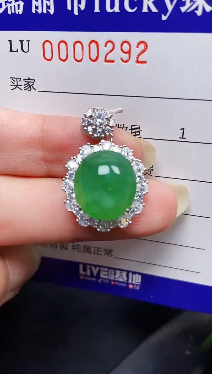 翡翠银S925镶嵌颈饰0292