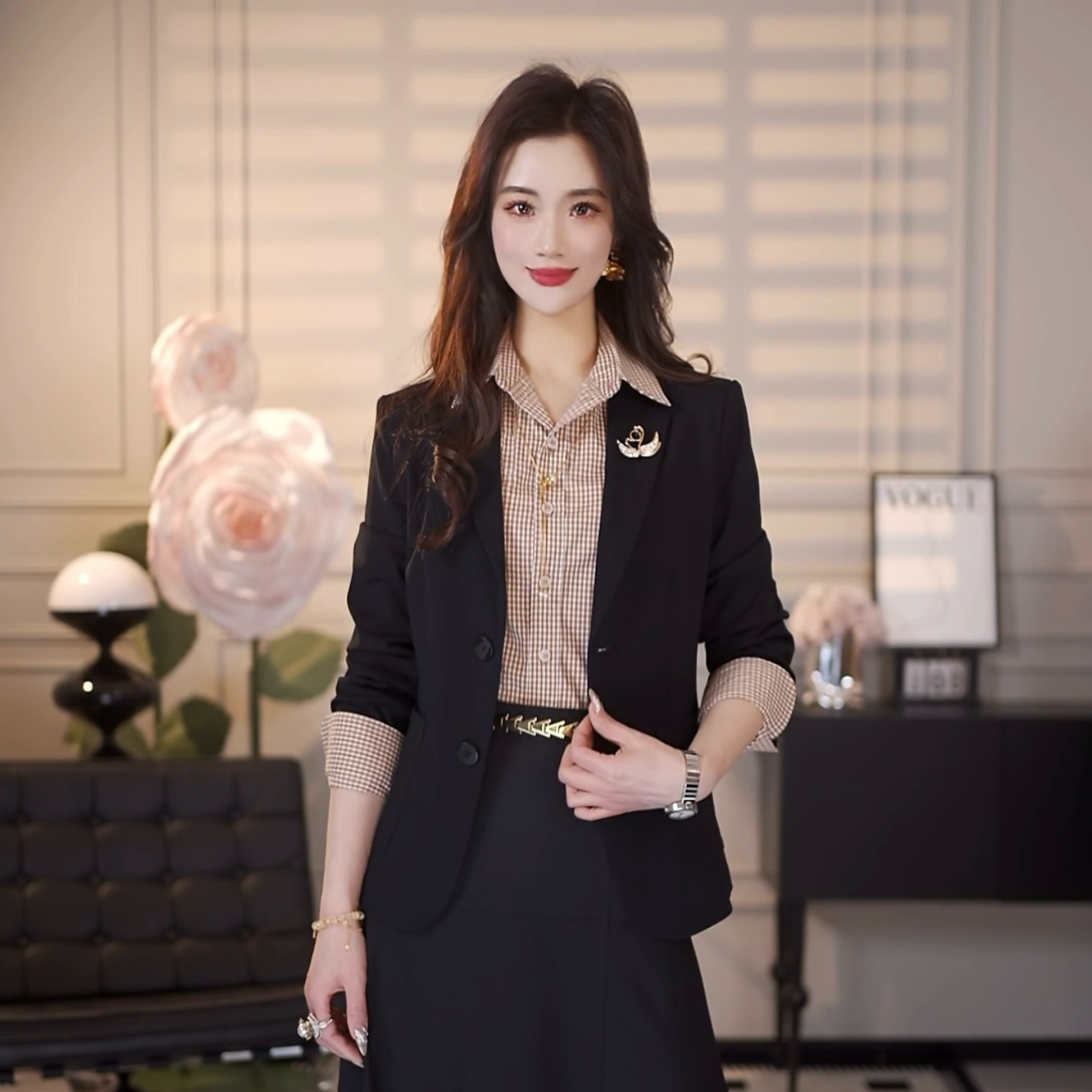 AMASS/阿玛施气质新款经典招牌简约通勤收身西装外套女士344511