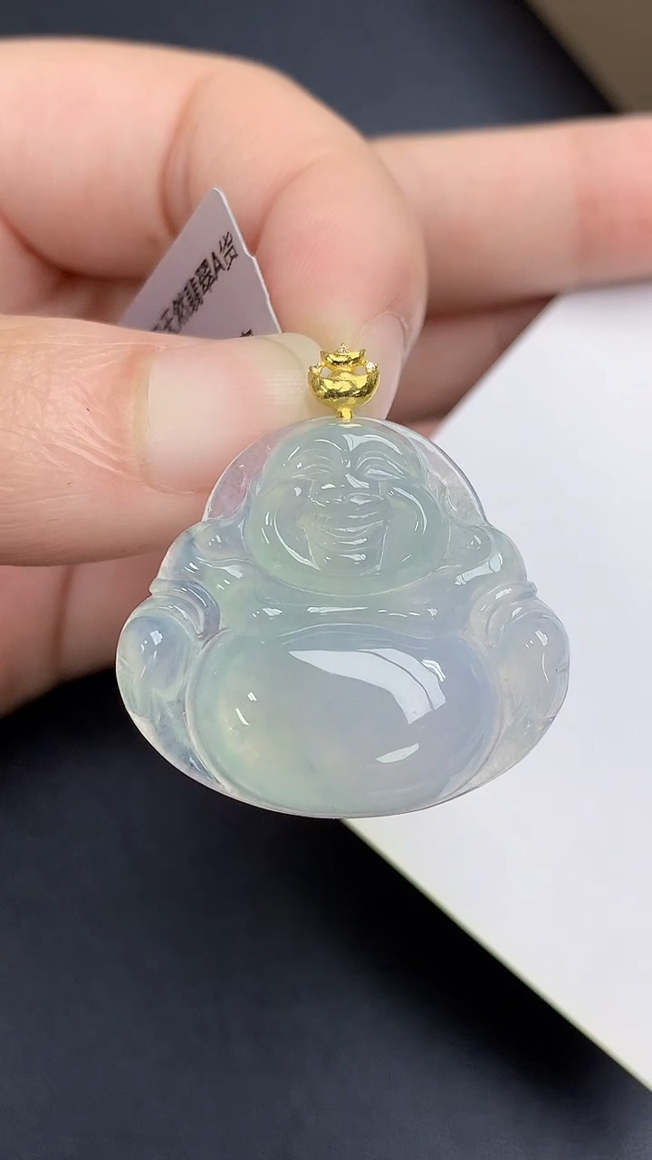 颈饰18K金镶嵌翡翠天然缅甸A货百元以上9元证书费自理