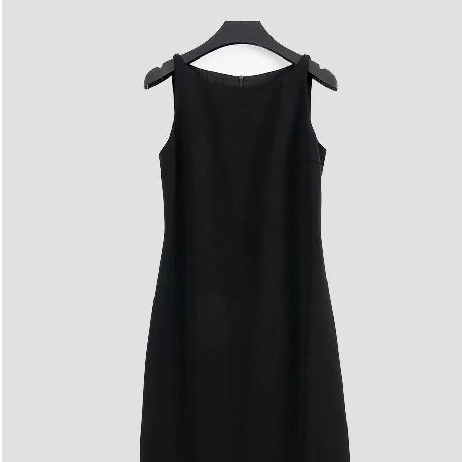 春秋新款窄肩带连衣裙无袖显瘦有腰身