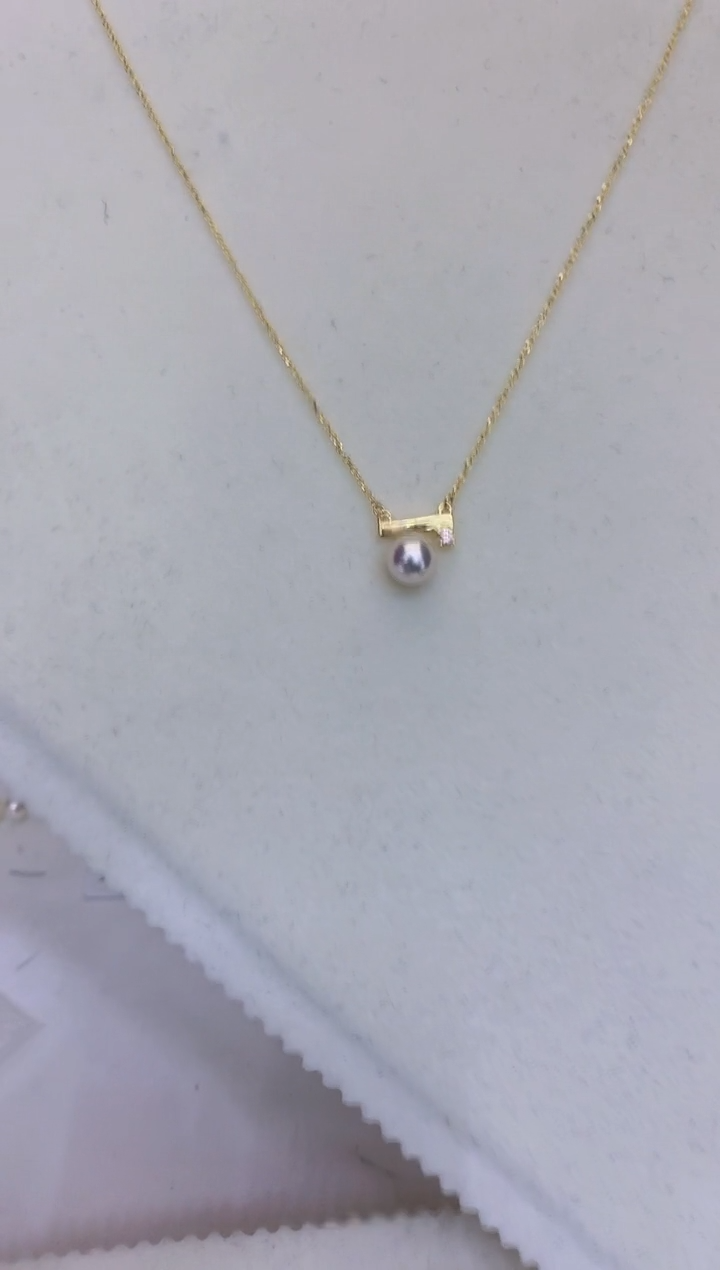 银S925镶嵌海水珍珠饰品金色平衡木套链