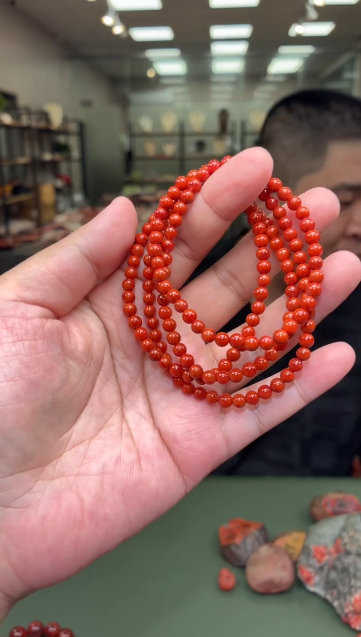 手链未镶嵌南红玛瑙多圈手串一条约4mm+多样性发货