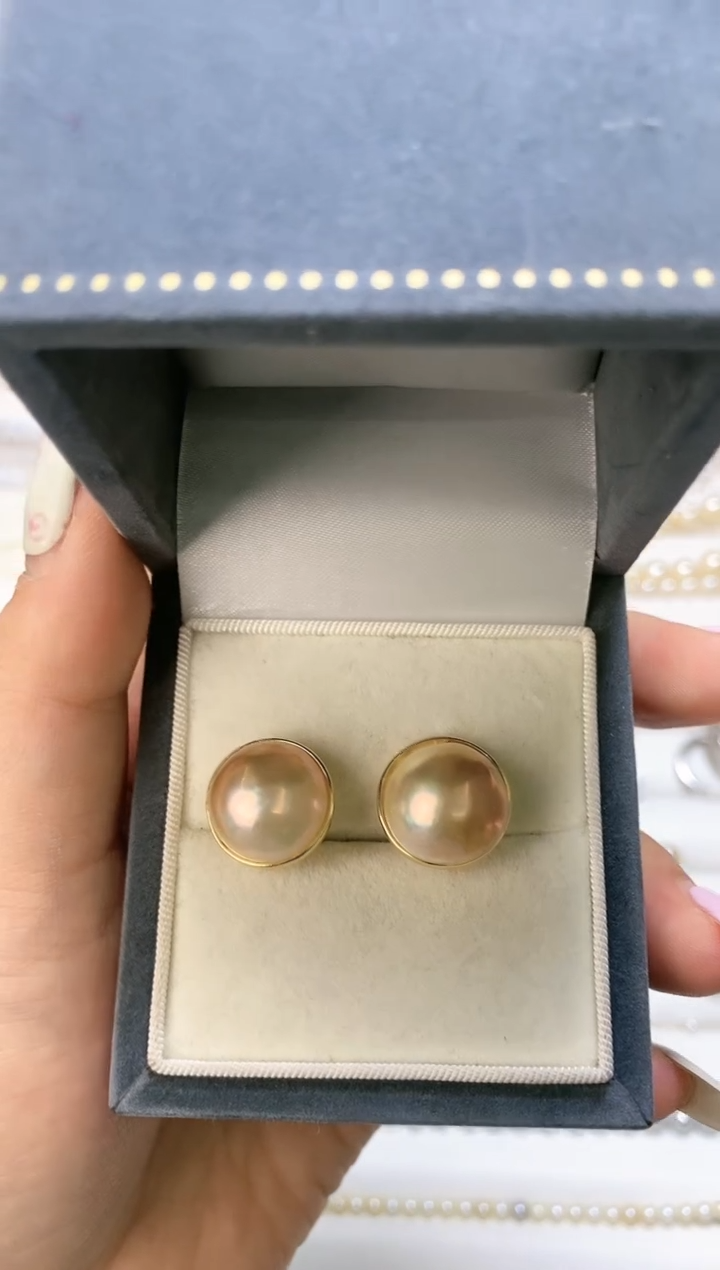 【闪购商品】拼合珍珠（马贝珠）耳饰银S925镶嵌00024