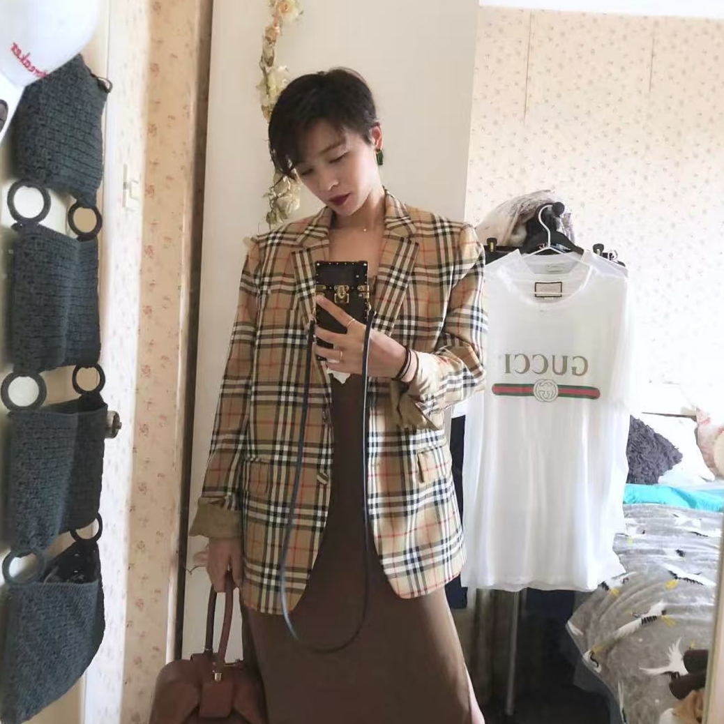 99新 BURBERRY/博柏利 2508118/UK4/经典格纹提花西装外套