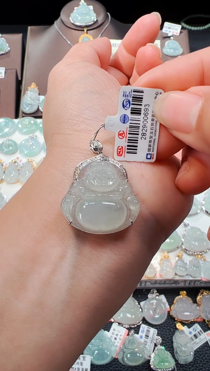【闪购商品】翡翠吊坠(不含链)18K金镶嵌佛公吊坠693