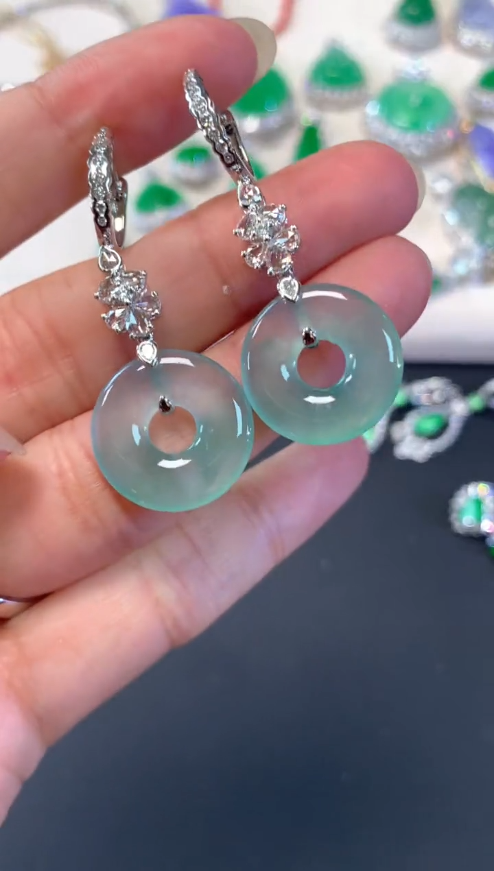 【闪购商品】翡翠耳饰18K金镶嵌A105|13800