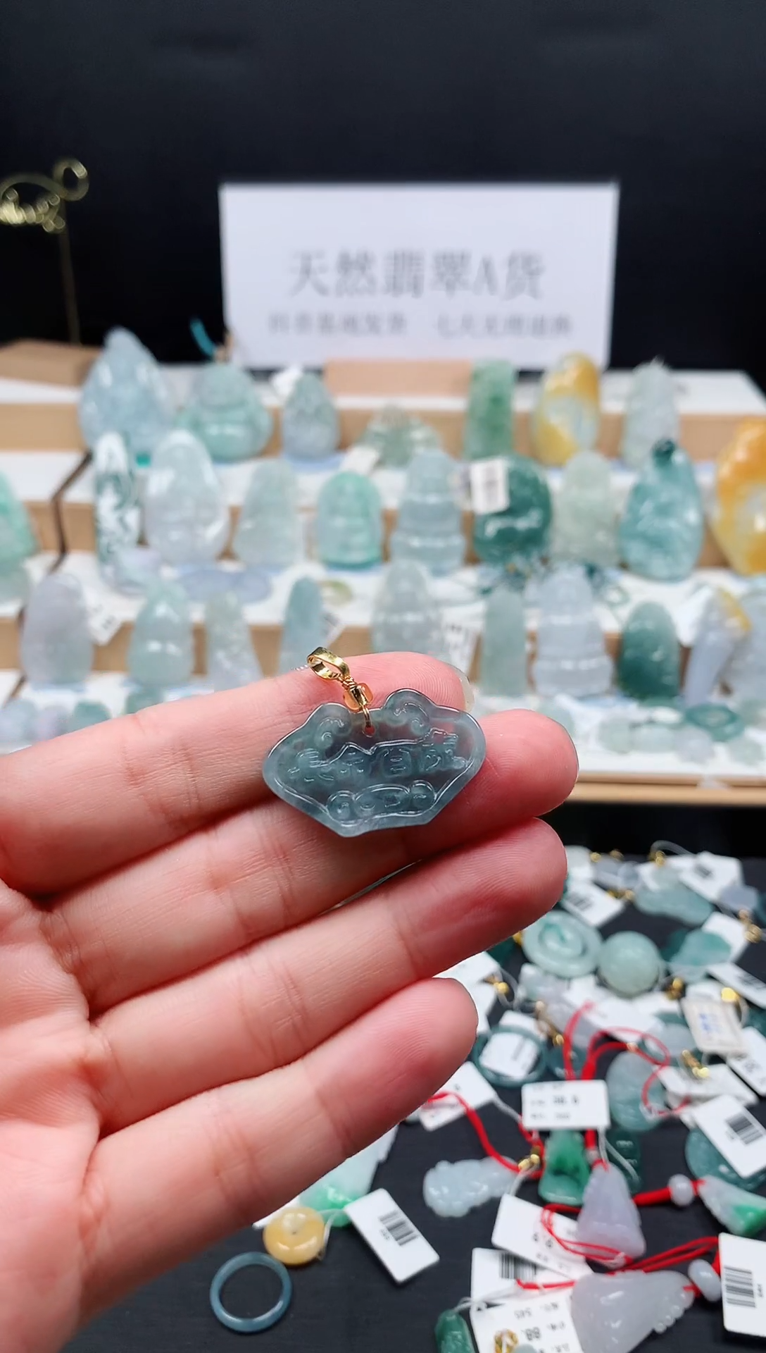翡翠未镶嵌吊坠(不含链)6长命百岁牌