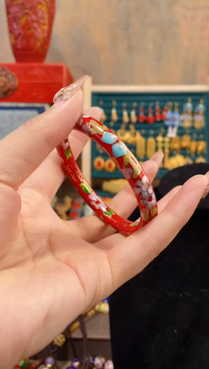 【闪购商品】非遗景泰蓝镯子细红色