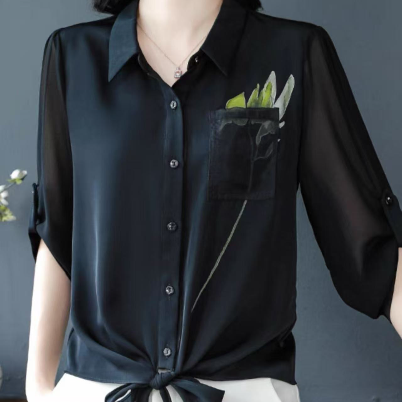 000-019 新款气质2025时尚显瘦衬衫常规长度小衫