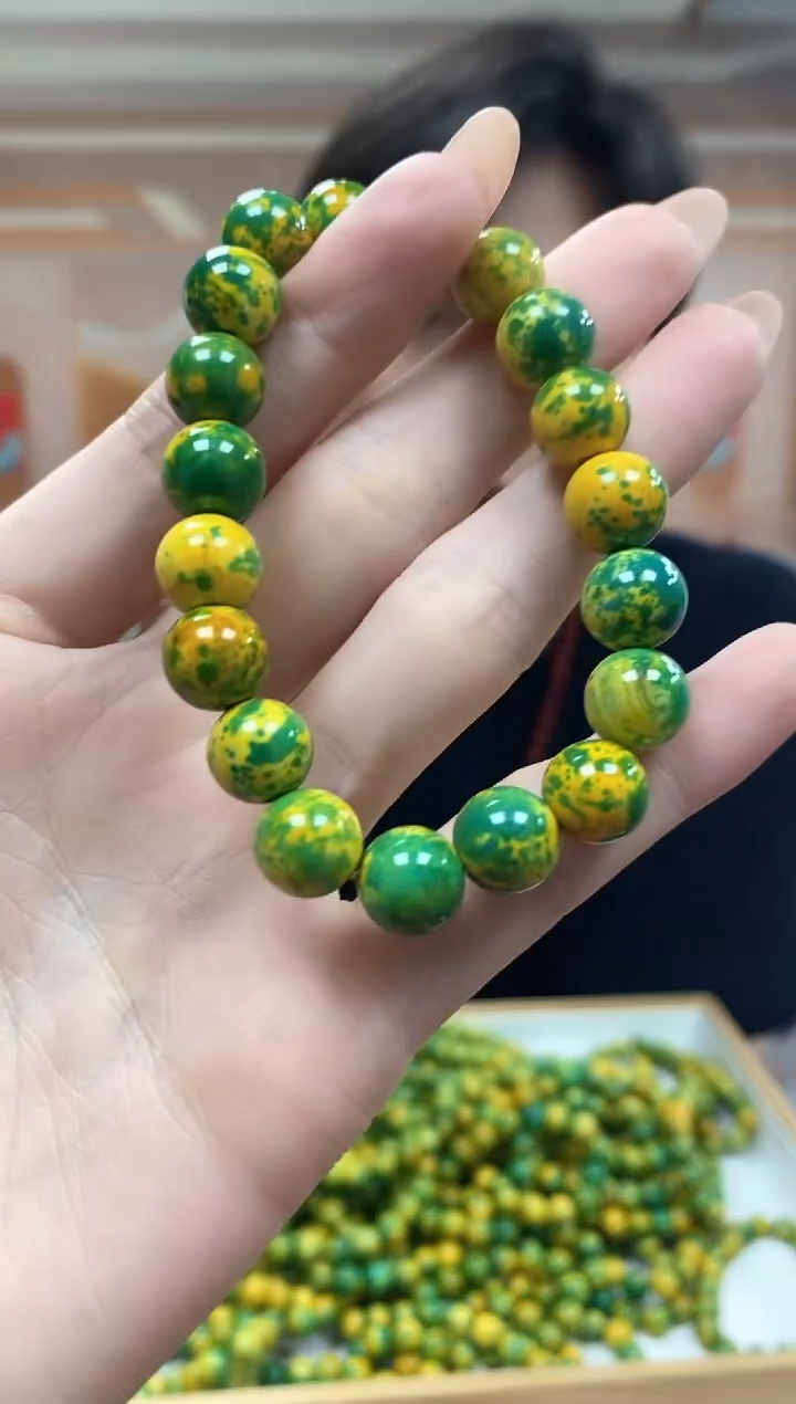 未镶嵌手链玛瑙/玉髓黄绿手串玛瑙玉石