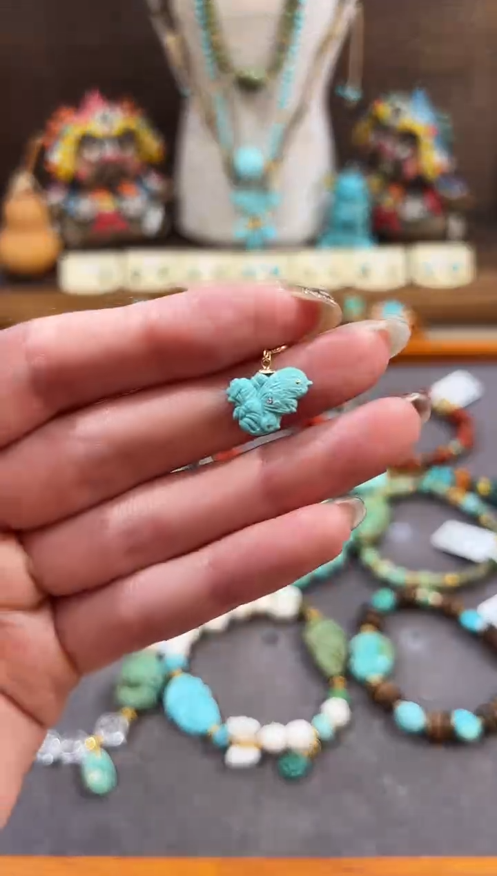 绿松石18K金镶嵌提溜绿松石提溜