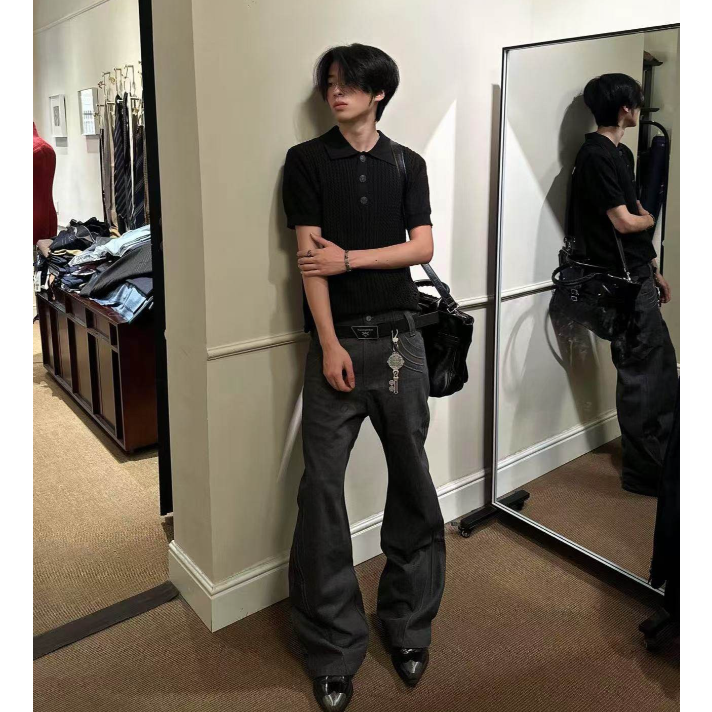 EchoForge13盎司原牛原创通勤百搭长裤立体cleanfit微喇牛仔裤