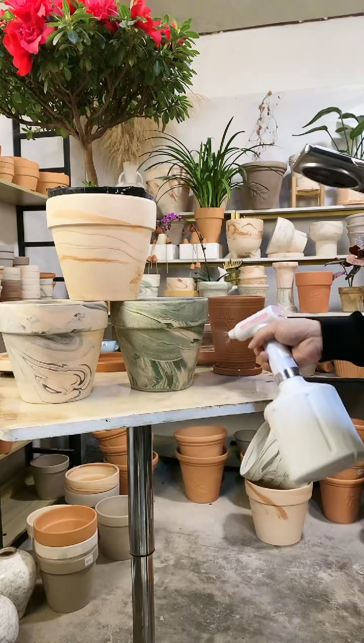 【闪购商品】红陶20*18陶盆3色组合 3盆无托