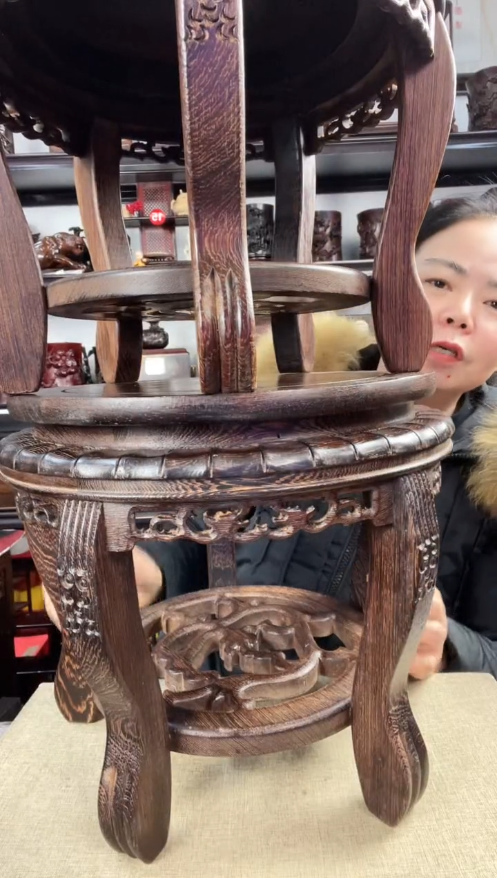 木2个鸡翅木凳子老李红木工艺品