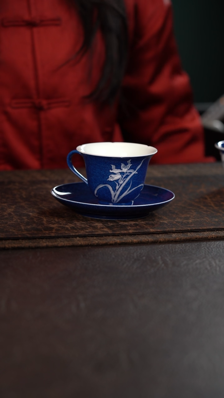 【闪购商品】杯初蓝舍洒蓝兰花咖啡杯套杯