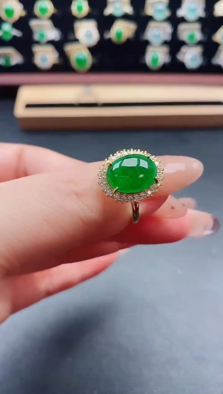 银S925镶嵌戒指翡翠1