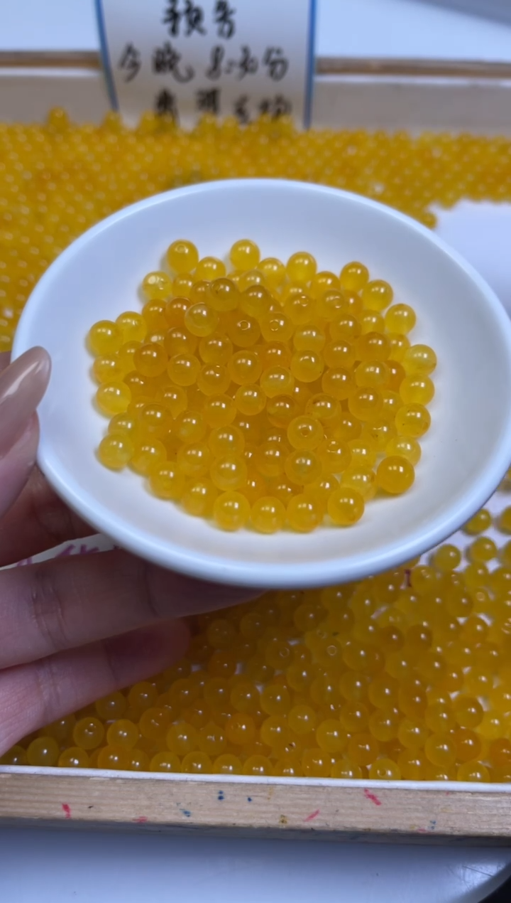 未镶嵌散珠玛瑙/玉髓A1683 鸡油黄玛瑙6mm30个5.8元