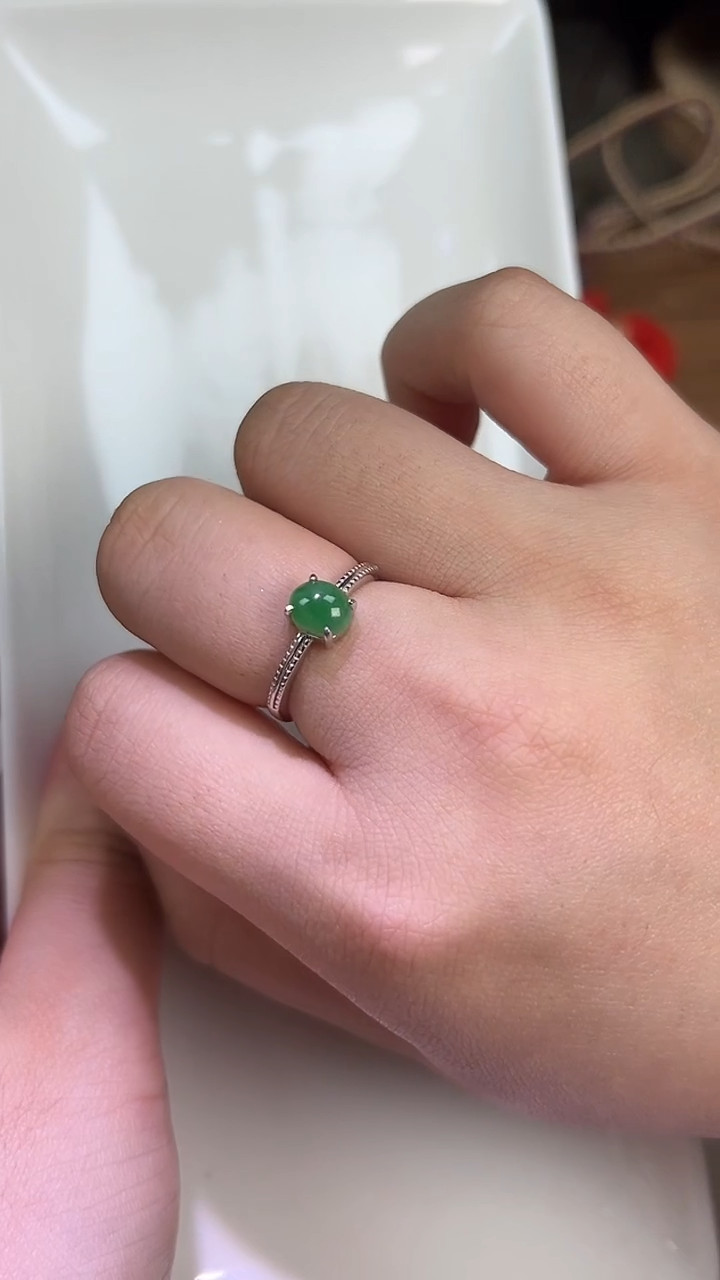 【闪购商品】翡翠戒指银S925镶嵌戒指
