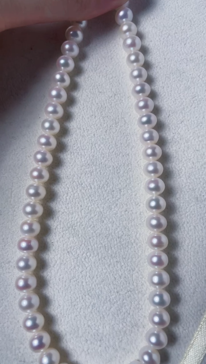 【闪购商品】淡水珍珠颈饰银S925镶嵌8-9极光近圆