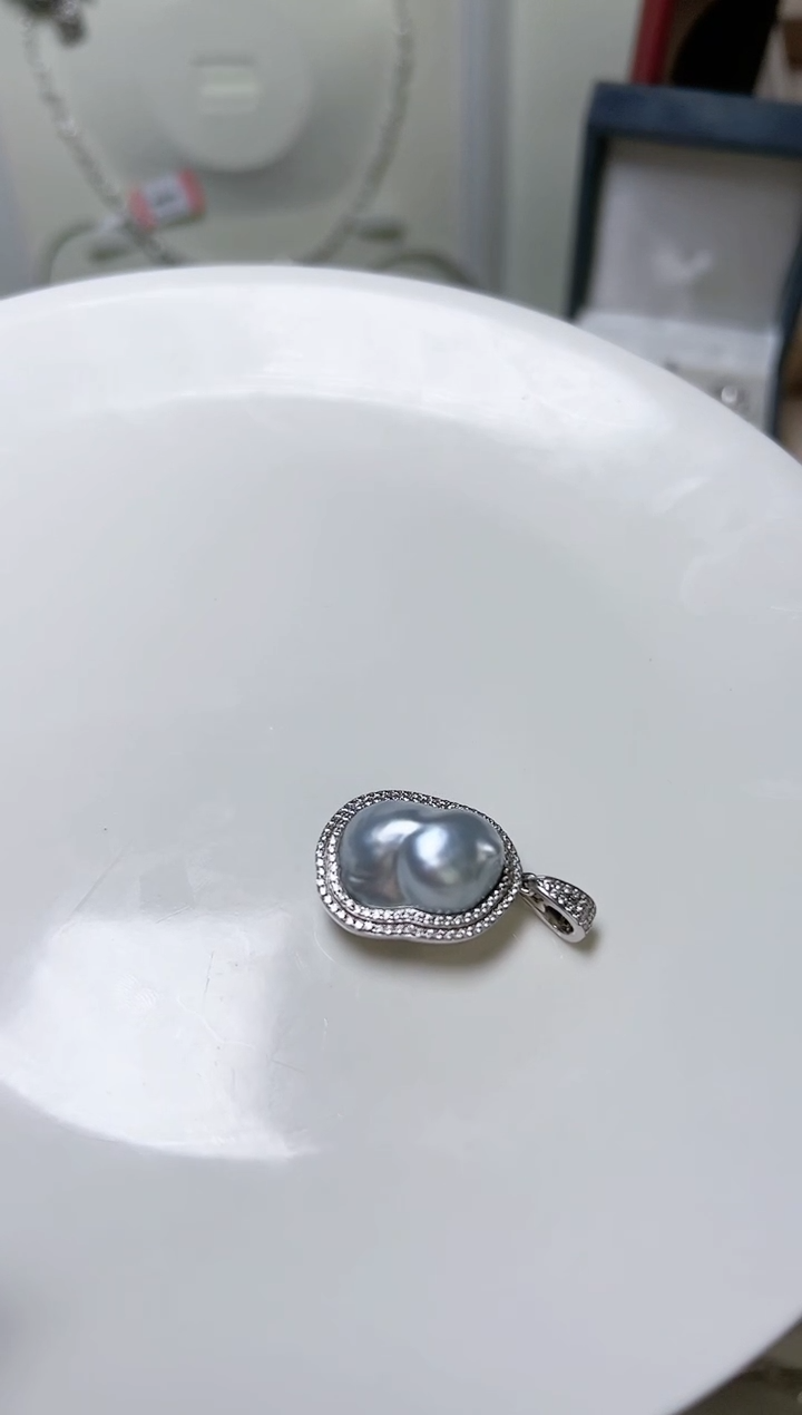 【闪购商品】海水珍珠吊坠(不含链)银S925镶嵌7859