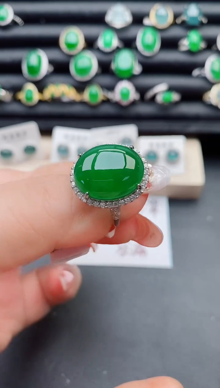 【闪购商品】翡翠戒指银S925镶嵌2131