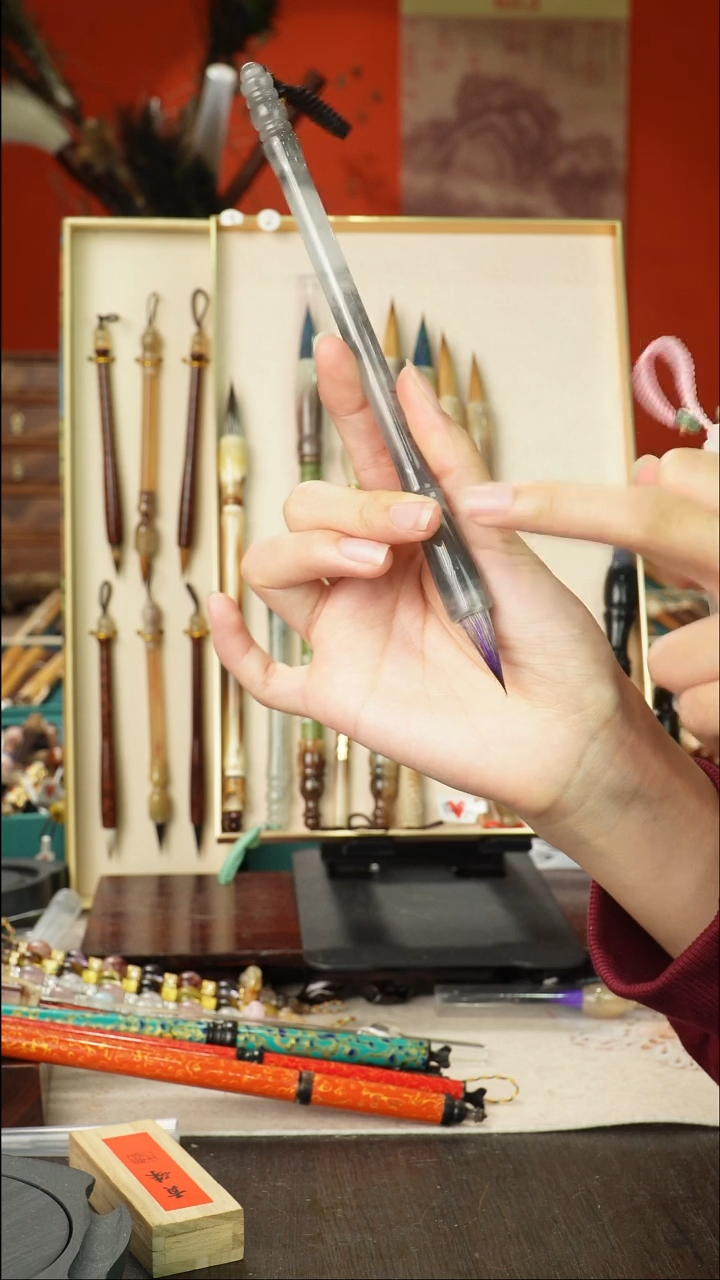 孤品高货毛笔链接 清水试笔 蘸墨不退