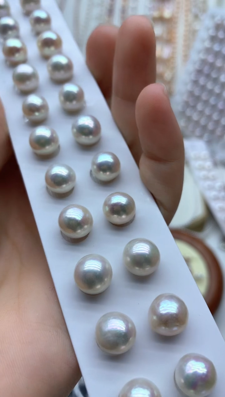 银S925镶嵌淡水珍珠耳饰多样性发其一非无暇9mm