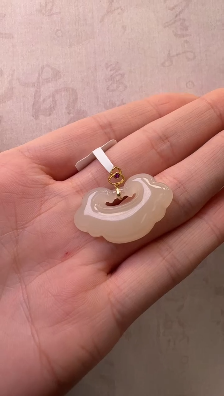 【闪购商品】和田玉吊坠18K金镶嵌吊坠