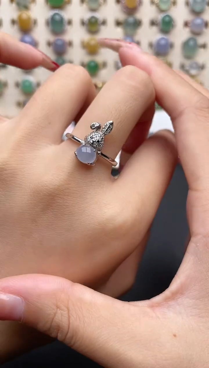 【闪购商品】翡翠戒指银S925镶嵌一物一证一礼盒