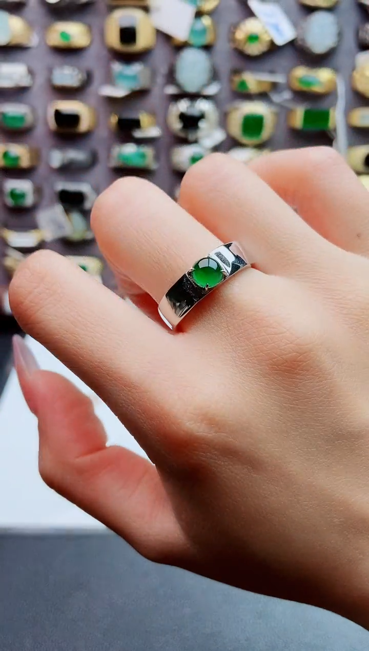 未镶嵌戒指翡翠天然翡翠男戒