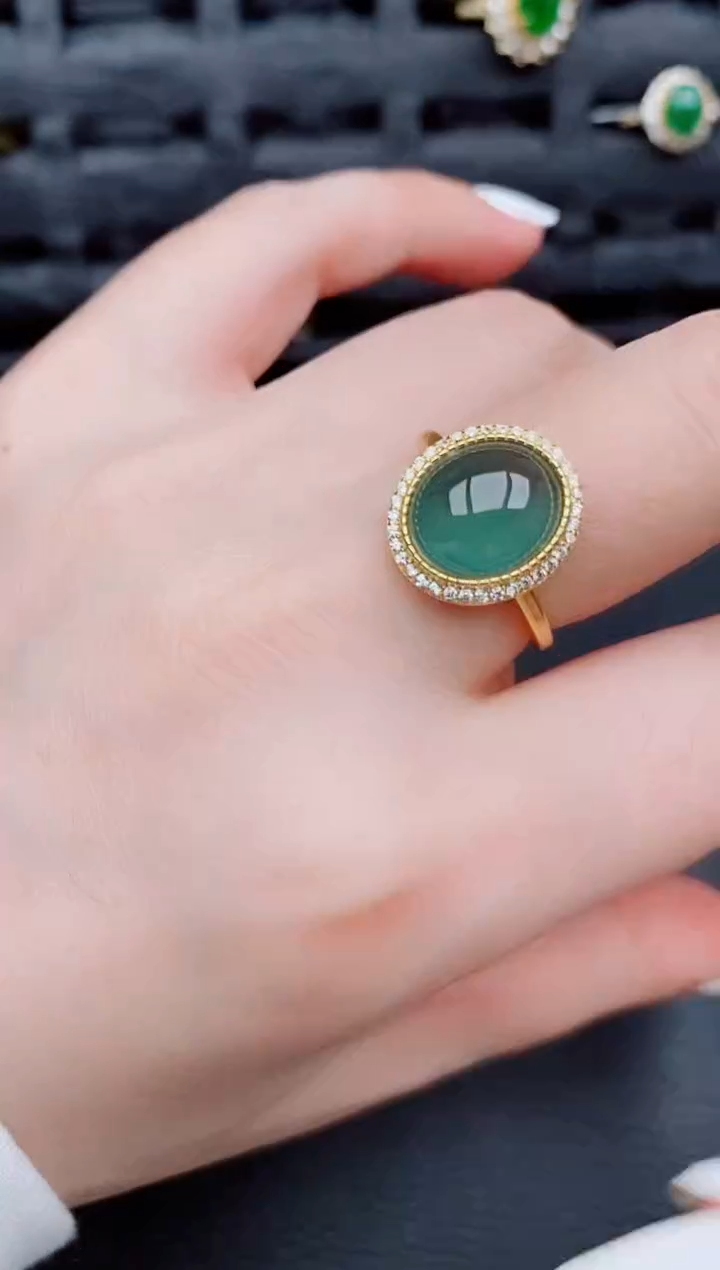 【闪购商品】翡翠戒指银S925镶嵌天然a货翡翠158