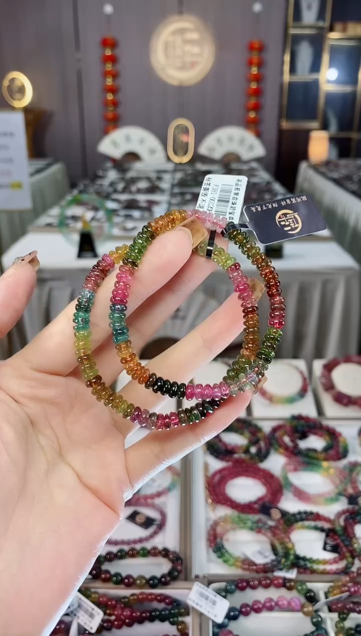 未镶嵌老矿碧玺算盘珠单圈手串碧玺dan多样性发货一条