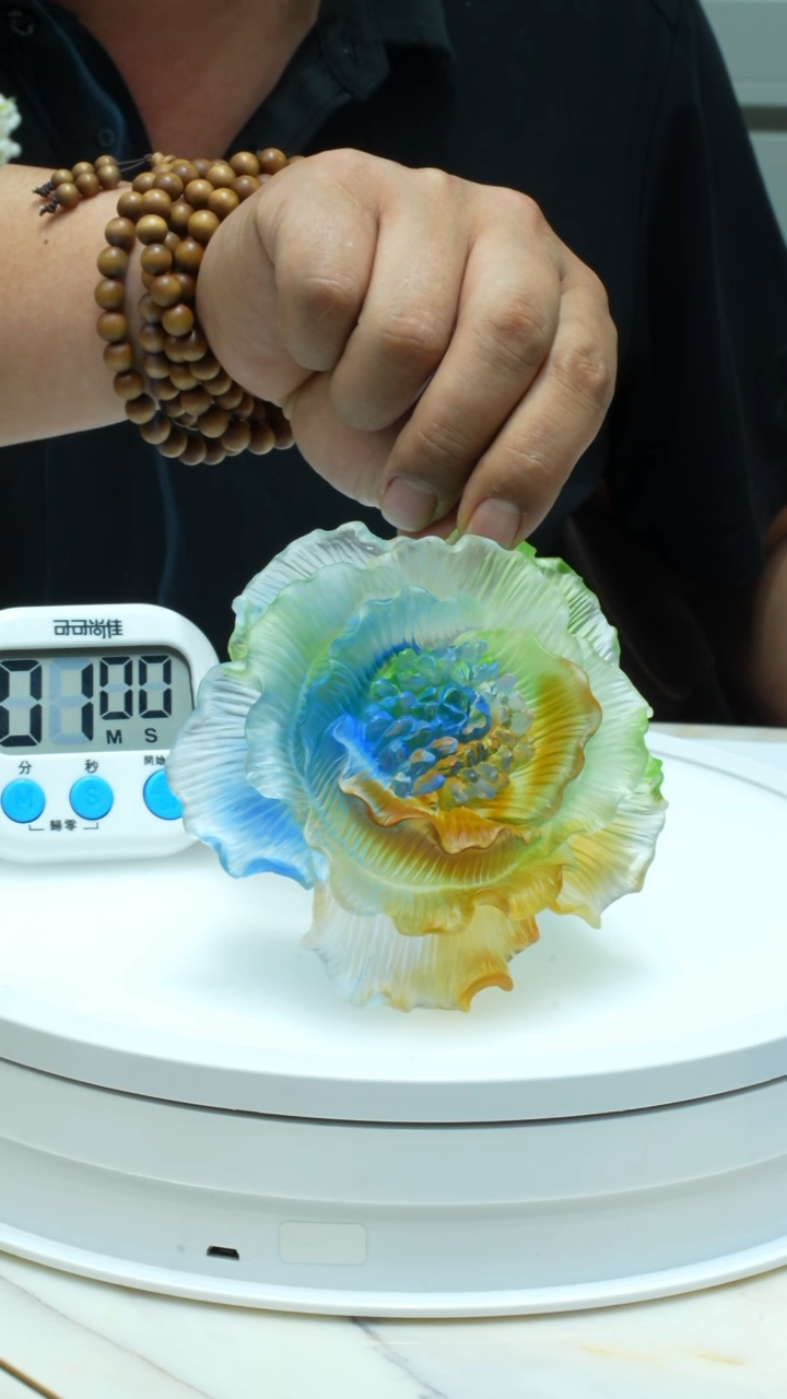 【闪购商品】泥塑古法琉璃牡丹花摆件