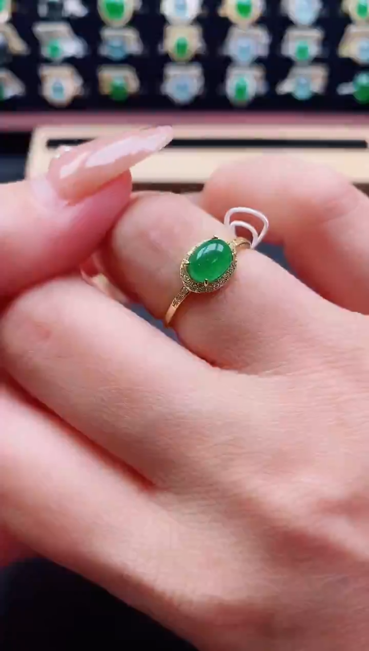 银S925镶嵌戒指翡翠1