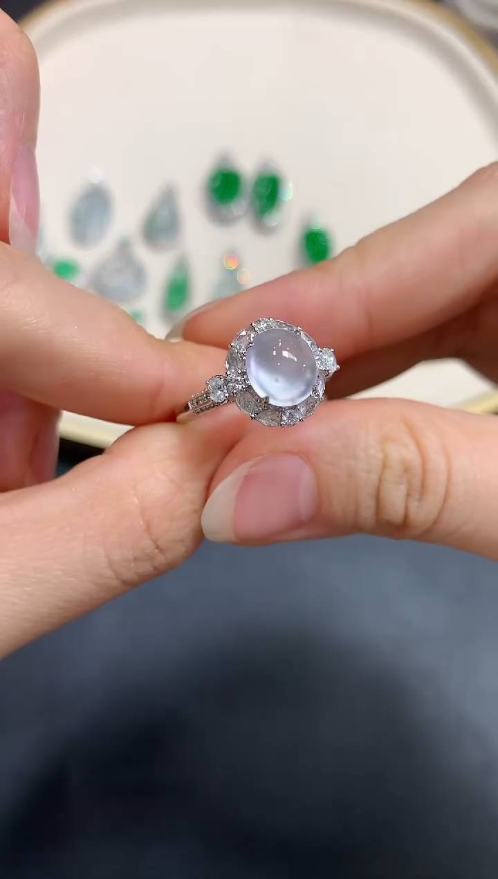 【闪购商品】翡翠戒指18K金镶嵌A703|19800