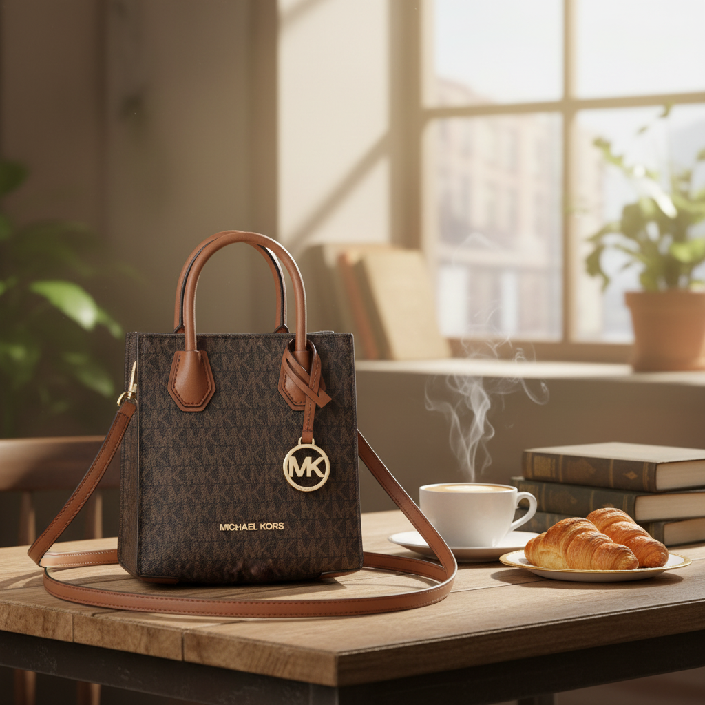 95新 MICHAEL KORS/迈克高仕  棕色老花琴谱斜挎包 1846 4702 
