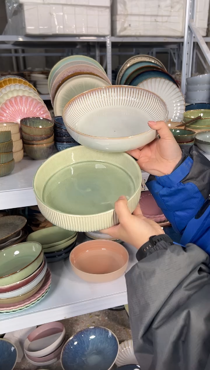 陶瓷外贸尾货瑕疵满20包邮X2深盘组合