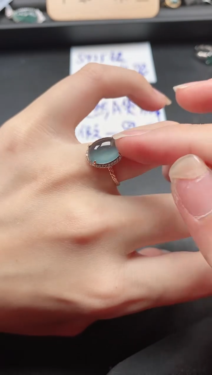 翡翠戒指银S925镶嵌51511